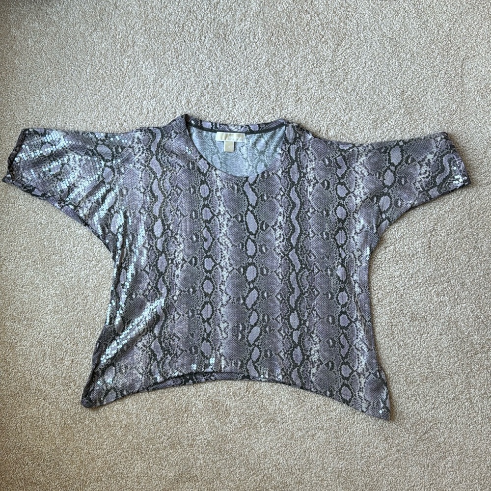 Michael Kors Snake Print Sequined Top
